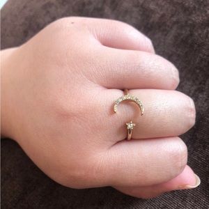 Moon & star ring